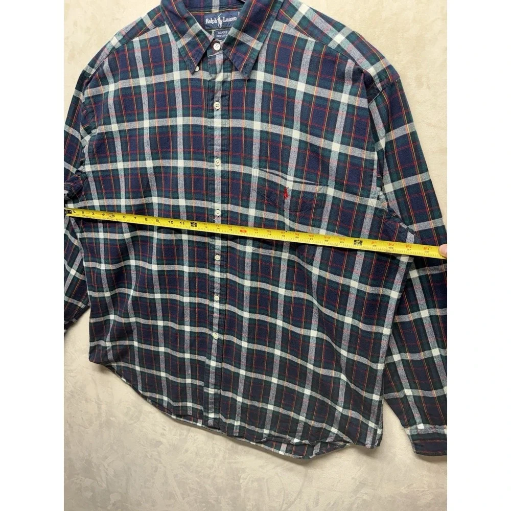 VTG 90s Polo Ralph Lauren Blaire Shirt Mens XL Blue Red Green Plaid Long Sleeve